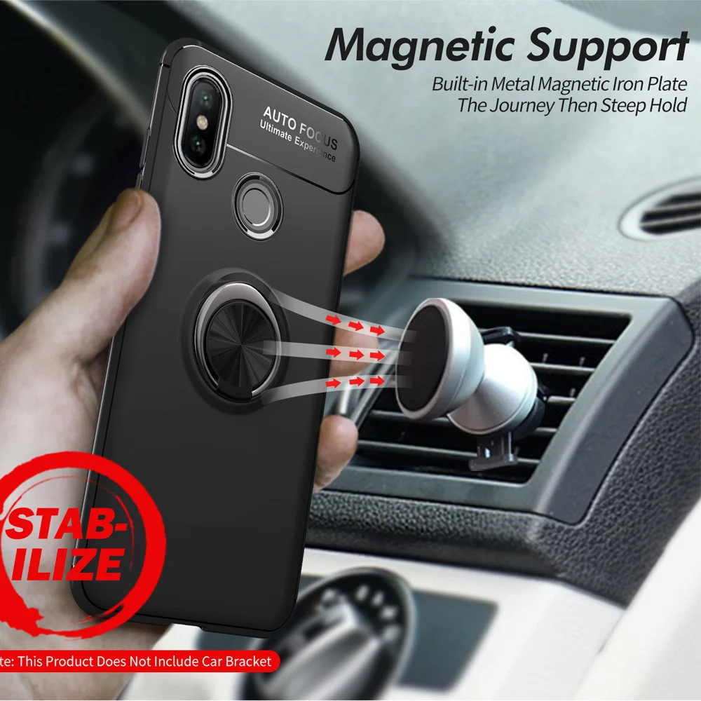 Чехол для Redmi Note 7 с магнитным кронштейном Мягкая силиконовая задняя крышка из ТПУ