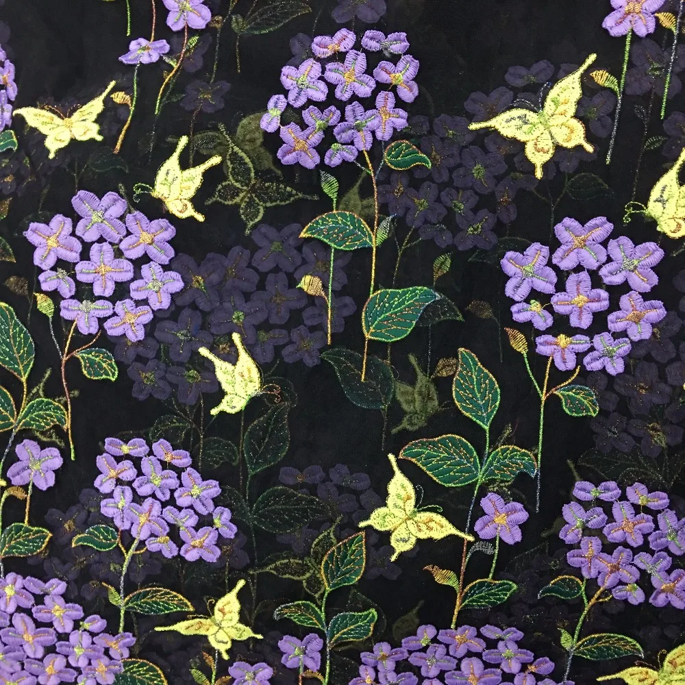 LASUI Новинка 3 цвета Изысканная Гортензия кружевная вышивка бабочки ткань мягкая