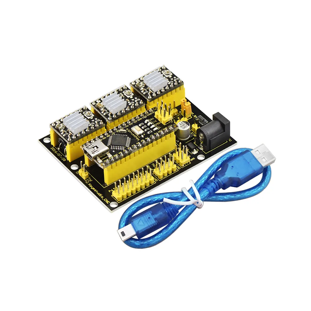 Новинка! Keyestudio CNC Щит v4+ 3 шт A4988 Драйвер+ Nano CH340 для Arduino CNC