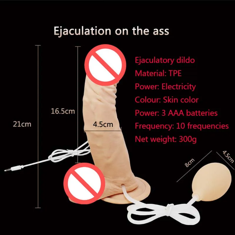 1 член вибратор фаллоимитатор пенис анальные игрушки 21 см 10 Семен ТПЭ Цвет