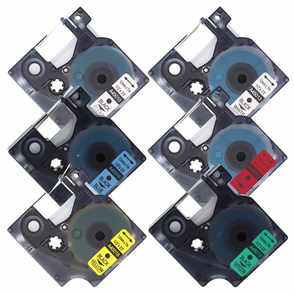 2 шт./лот Кассетная лента совместима с принтерами EPSON LW-300 LW-400 LW-600P LW-700 LC-4WBN9 (12 мм x 8 м черный на прозрачном).