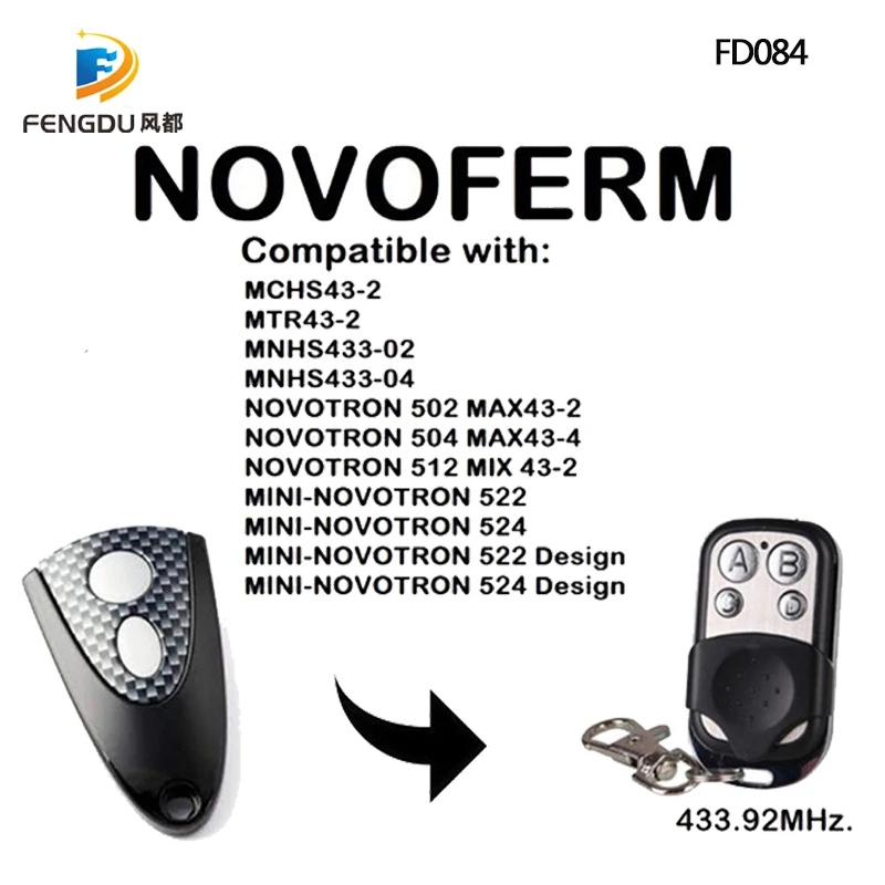 2 шт. Novoferm Micro Novotron 512 дизайн Гаража Пульт дистанционного управления 433,92 МГц непрерывный код Novoferm управление гаражной дверью ручной передатчик