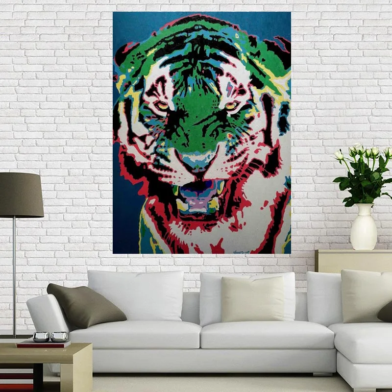 1 шт. Шелковый плакат с тигром на холсте | Дом и сад