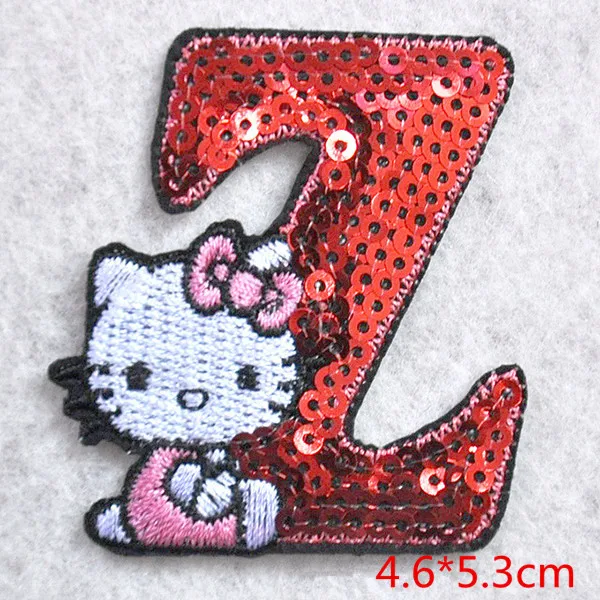 Расшитая блестками детская розовая нашивка «hello kitty» с железной нашивкой; Одежда для девочек и мальчиков; нашивка с вышивкой «сделай сам» - Цвет: Z