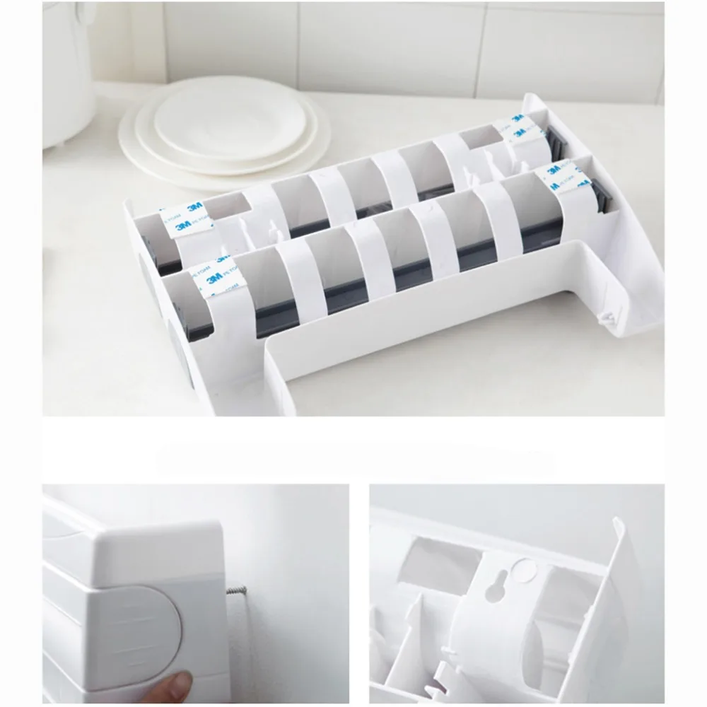 

Refrigerator Cling Film Storage Rack Shelf Wrap Cutting Multifunction Tin Foil Paper Shelf Wall Hanging Paper Towel Rack