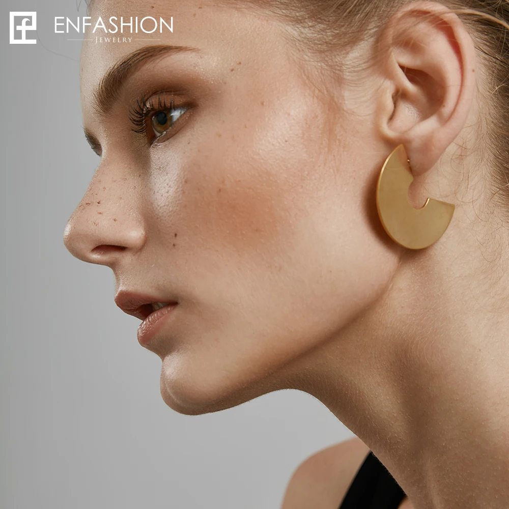 Enfashion панковские геометрические большие веерные серьги-гвоздики из нержавеющей стали матовые золотые серьги для женщин сережки oorbellen E5455