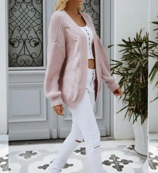 Модный повседневный длинный кардиган женская одежда осенне-зимний Дамский