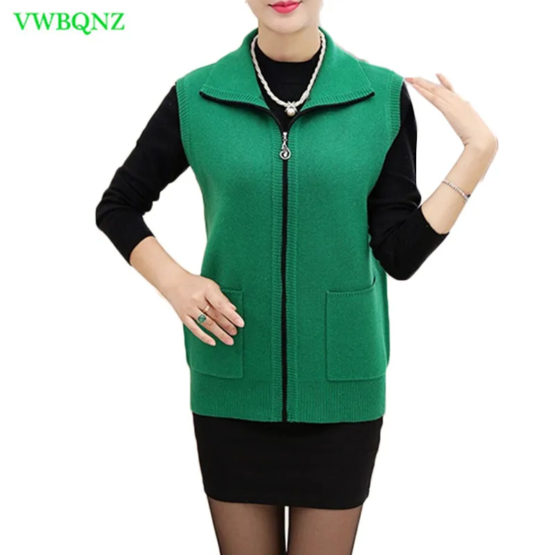 Женский трикотажный жилет среднего возраста Свободный кардиган свободного