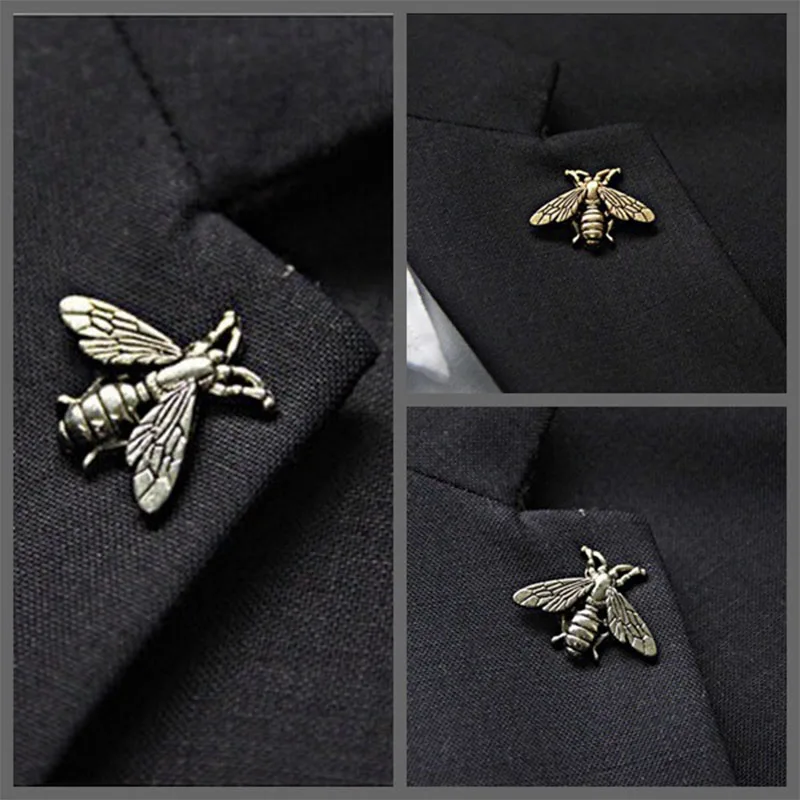 Small bee brooch pins for men women Exquisite Retro Cute Bee Insect Brooch Broach Needle Party Accessories Jewelry 1 Piece images - 6