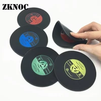 14pcsset retro glass coaster set vinyl record drinks mat coasters table cup mat coffee placemat pvc drinks home decor coaster