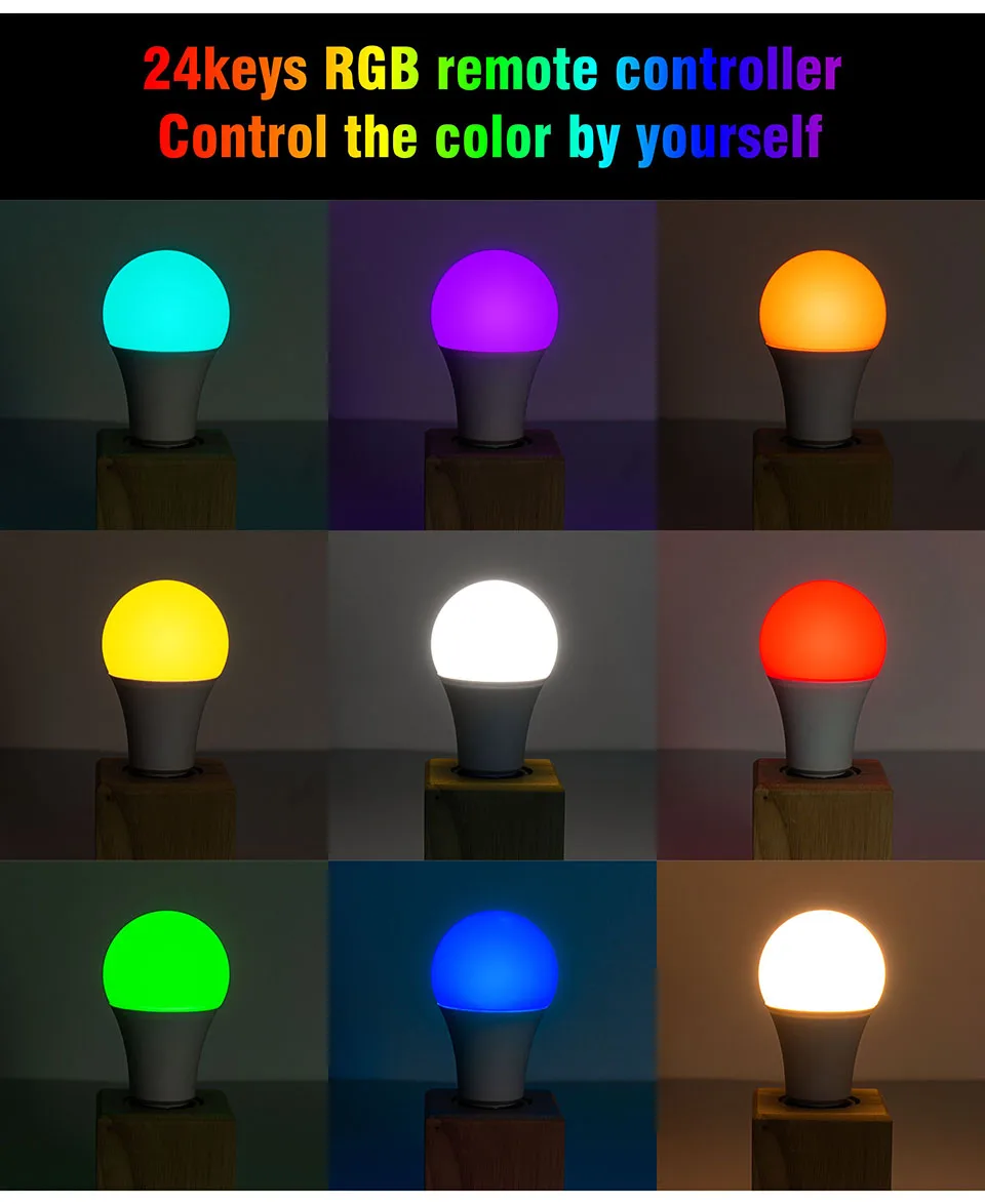 E27 светодиодный 16 цветов меняющий RGB 5 Вт 10 Вт 15 Вт 220 В RGB Волшебная Праздничная лампа светодиодный светильник Точечный светильник Радиочастотный пульт дистанционного управления функция памяти