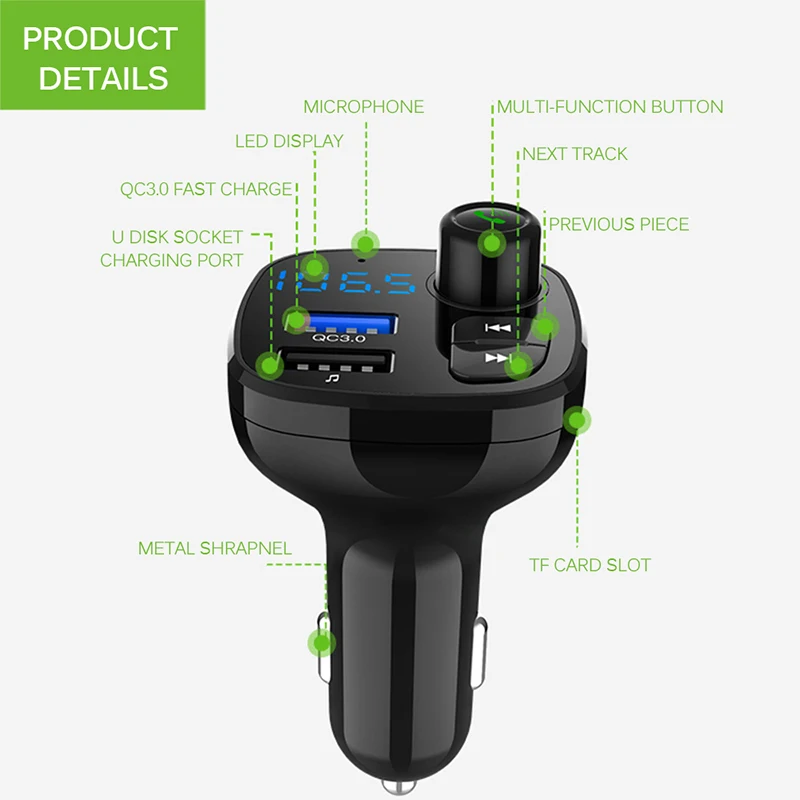 Беспроводной автомобильный mp3 плеер с Bluetooth комплект fm передатчик A2DP 5 В 3.1A USB