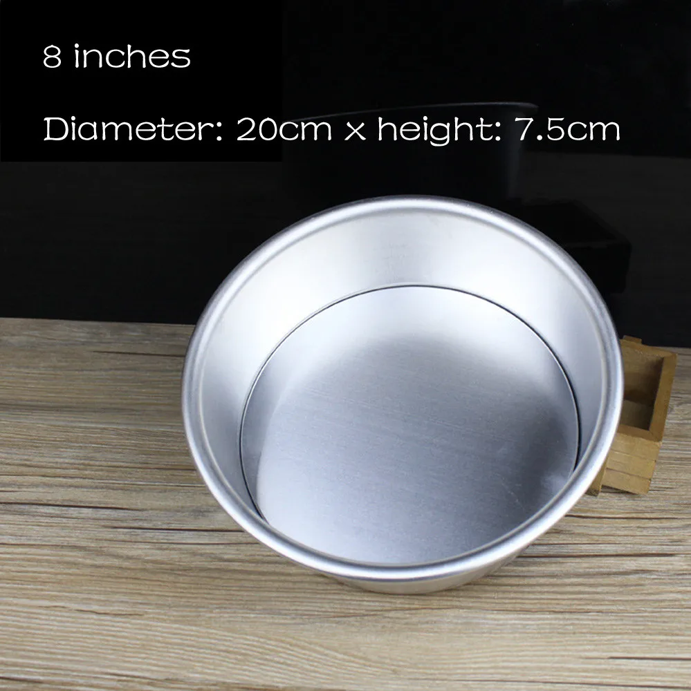 8 inch 20x7.5cm В Алюминий сплав круглая форма для выпечки кекса, форма для выпекания пудинг чизкейк 2/4/6/7/8 в комплекте набор форм для украшения со съемным дном - Color: 8 inch 20x7.5cm