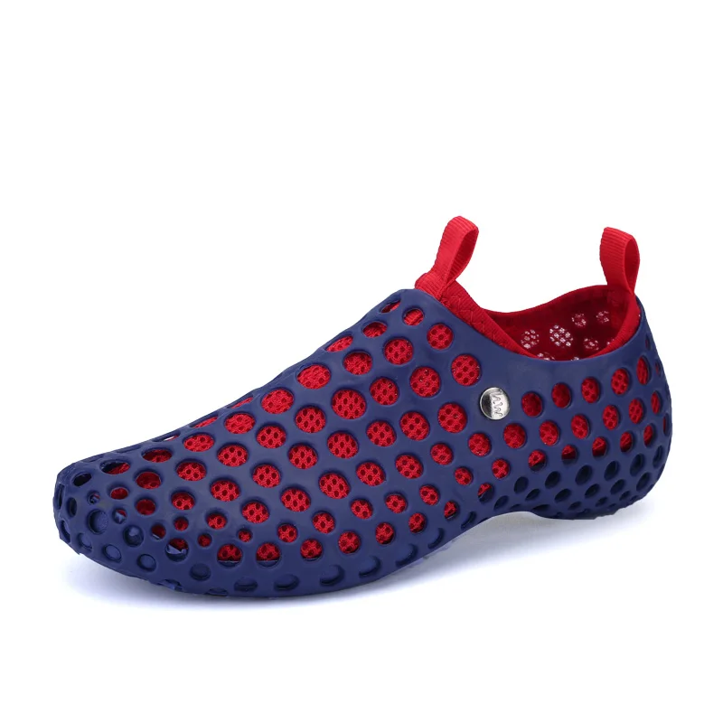 Navy Red Socone/Коллекция года; дышащая летняя пляжная обувь для прогулок; Удобная Женская водонепроницаемая обувь без шнуровки; удобные сандалии-светильник - Цвет: Navy Red