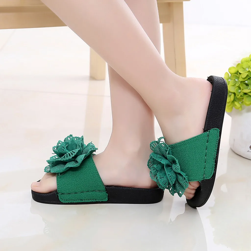 Летние тапочки для маленьких девочек с цветочным рисунком сандалии