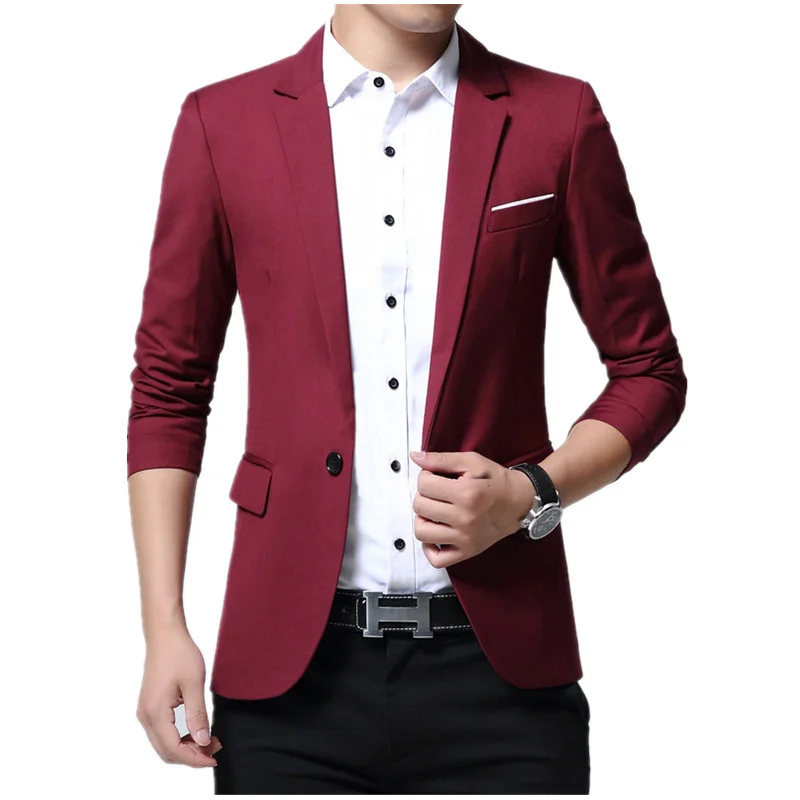 Модные Повседневное Блейзер Для мужчин Slim Fit два типа Кнопка выбора Blazer куртка