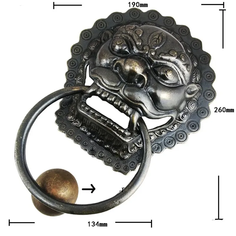 Латунная ручка большого размера 190*260 мм с деревянными дверными воротами ручки