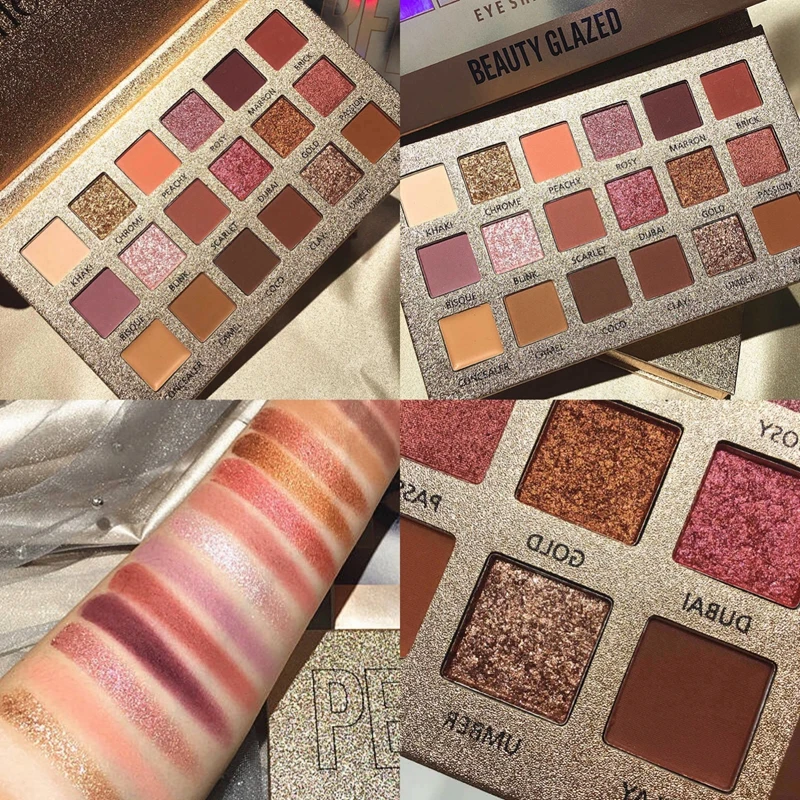 18 видов цветов Палитра теней для век телесного цвета водостойкие алмазные