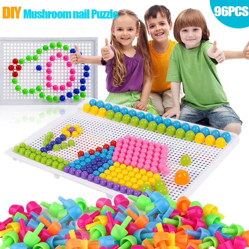 Children Toys Puzzle Peg Board With 96 Mushroom Pegs Model Kits Educational Building Toy for Kids Gift Random Color YH-1 | Игрушки и