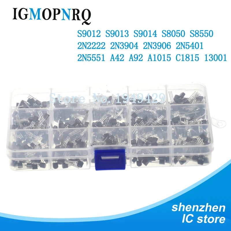 

15Value TO-92 Transistor Assorted Kit 2N2222 S9012 S9013 S9014 S8050 S8550 2N3904 2N3906 2N5401 2N5551 A42 A92 A1015 C1815 13001