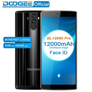 DOOGEE BL12000 Pro 12000mAh смартфон MTK6763T 6,0 ''18: 9 FHD + безрамочный экран 2,5 ГГц 6 ГБ Оперативная память 64 Гб Встроенная память Quad Камера 16,0 + 13,0 Мп Android 7,1