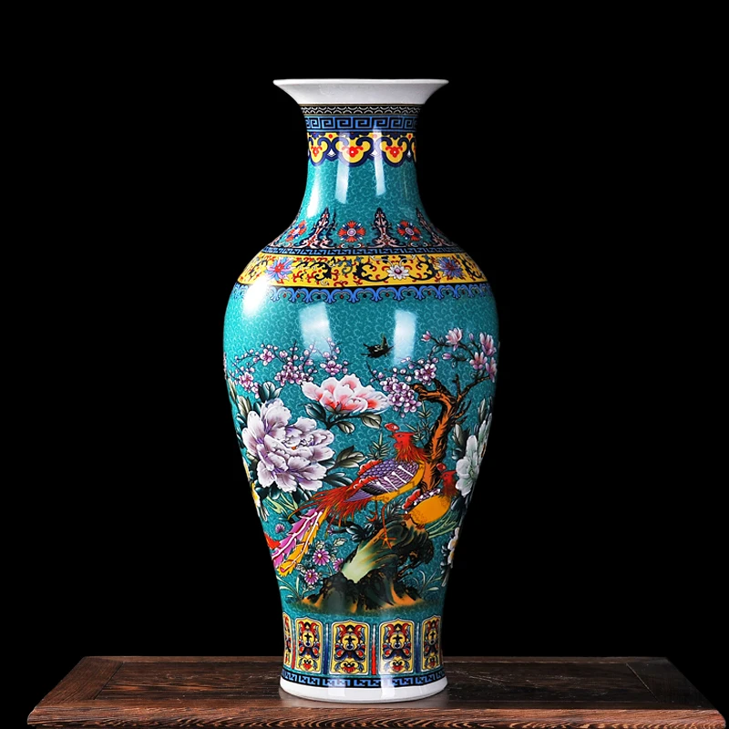 Роскошный античный фарфор Jingdezhen эмалированная Рыба хвост форма ваза классическое украшение большая китайская ваза древние дворцовые вазы