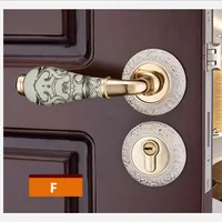 Fashion golden Carved rose mechanical interior door lock bronze ivory white bedroom kitchen solid wood door ceramic handle lock