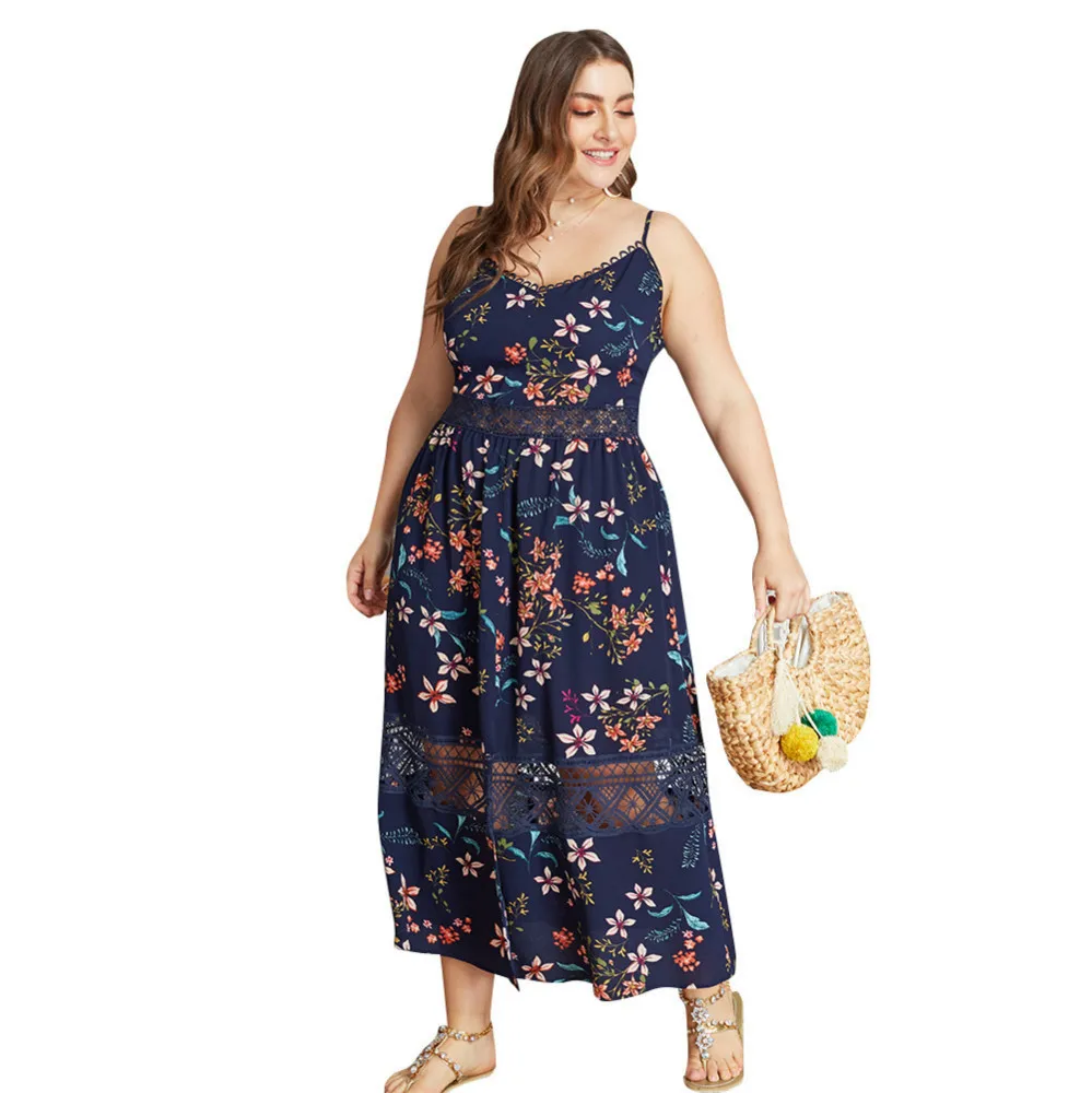 Платье женское ТРАПЕЦИЕВИДНОЕ без рукавов с V образным вырезом и цветочным