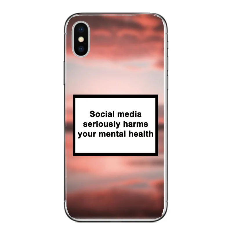 Soft TPU Back Cover Coque Social Media Seriously Harms Your Mental Phone Case For Apple Iphone 5S SE X 6S 7 8 plus XR XS MAX |