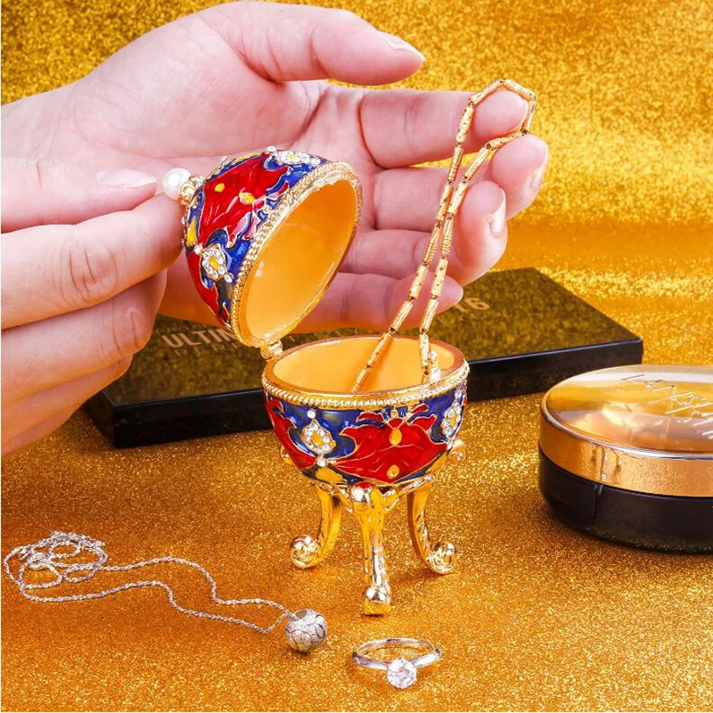 Европейская металлическая коробка яйцо для ювелирных изделий Faberge домашнее