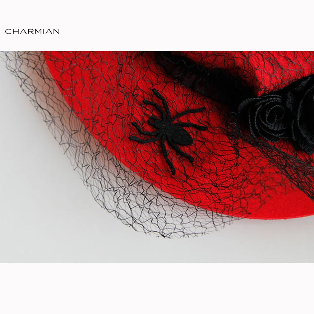 Charmian Elegant Flowers Spiders Black Lace Hairpins Hair Clip Halloween Party Hat Accessories |