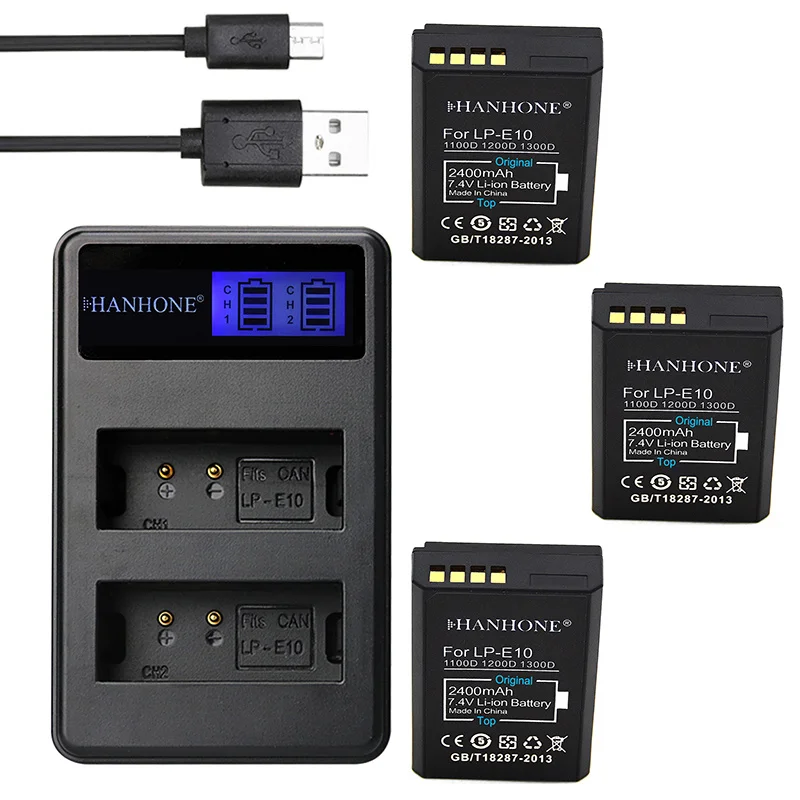 3 шт. 2400 мАч высокой Ёмкость LP E10 LPE10 + LCD Dual charger для Canon 1100D 1200D 1300D Rebel T3 T5 поцелуй X50 X70