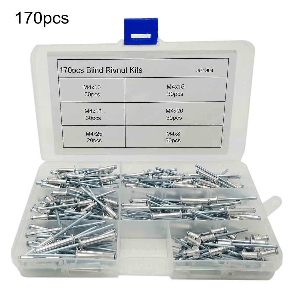 

170pcs Nail Decoration Aluminium Blind Rivnut Pop Rivet kits
