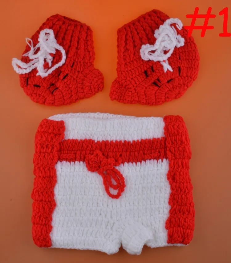Newborn Baby Photo Photography Prop Costume Hat boys Girl Crochet Knit Clothes boxer Boxing gloves + pants Set for Infant | Детская