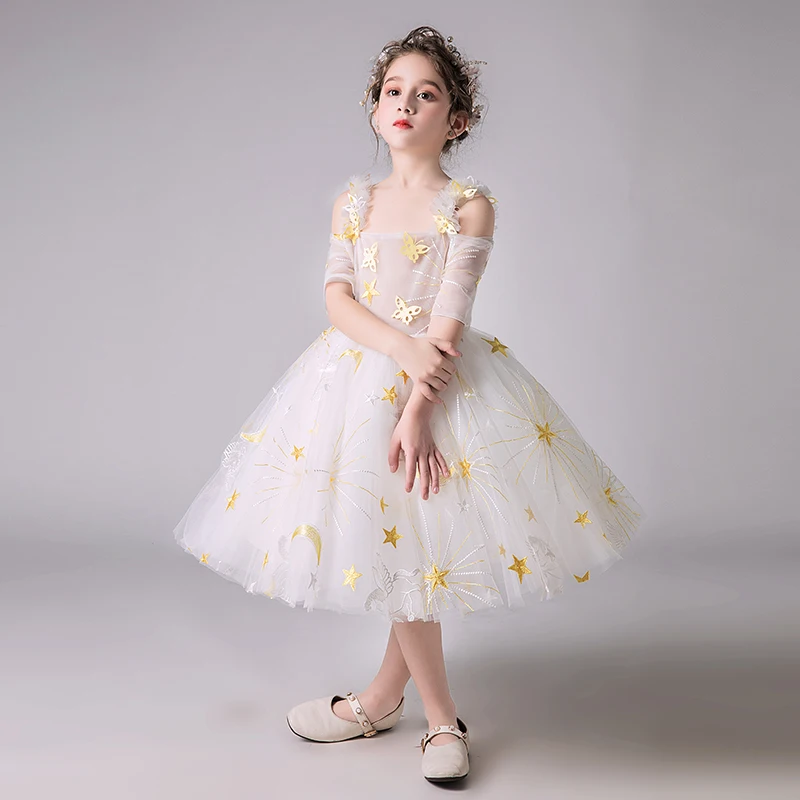 Off the Shoulder Princess Prom Dress Ball Gown Flower Girl Dresses for Wedding Evening Kids Formal Birthday Costume B273 | Детская