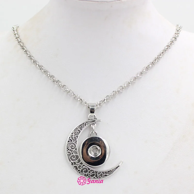 

10PCS Wholesale 18mm Snap Necklace,Vintage Bohemia Style Moon Pendant with 18mm Snap Button Charms Jewelry Bijoux collier