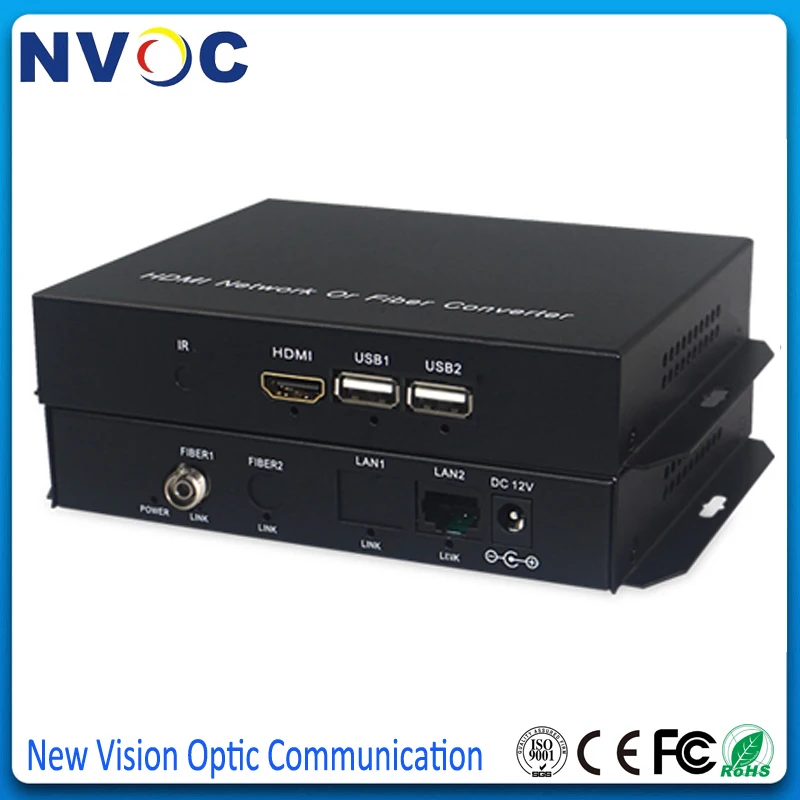 Сжатый HDMI RX/TX Видео Аудио преобразователь/удлинитель по оптоволокну с USB +