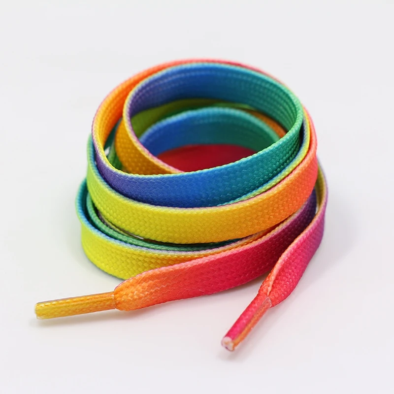 Новые модные Радужные плоские резиновые эластичные шнурки для обуви без