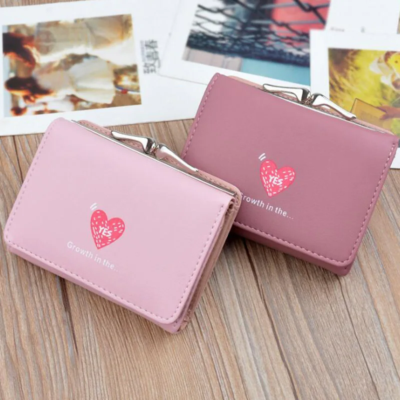 Простой Женский мини кошелек Love design короткий для студентов три складных