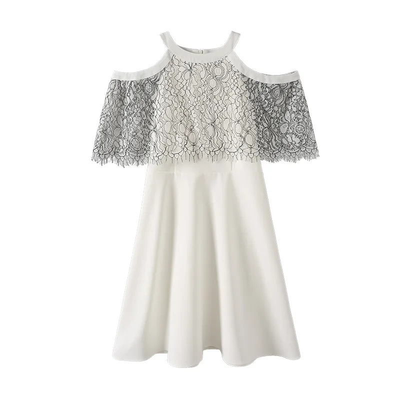 Summer Dresses White O-Neck Patchwork Lace High-end Women Dress Office Lady Elegant Bandage Bodycon A-Line Runway Show | Женская одежда