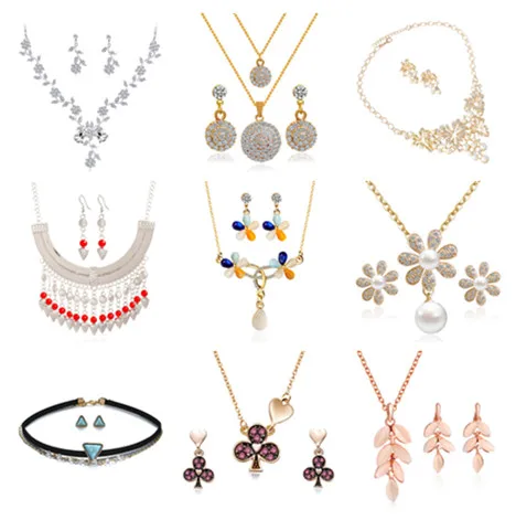 Набор ювелирных изделий для невесты с кристаллами набор из ожерелья и сережек