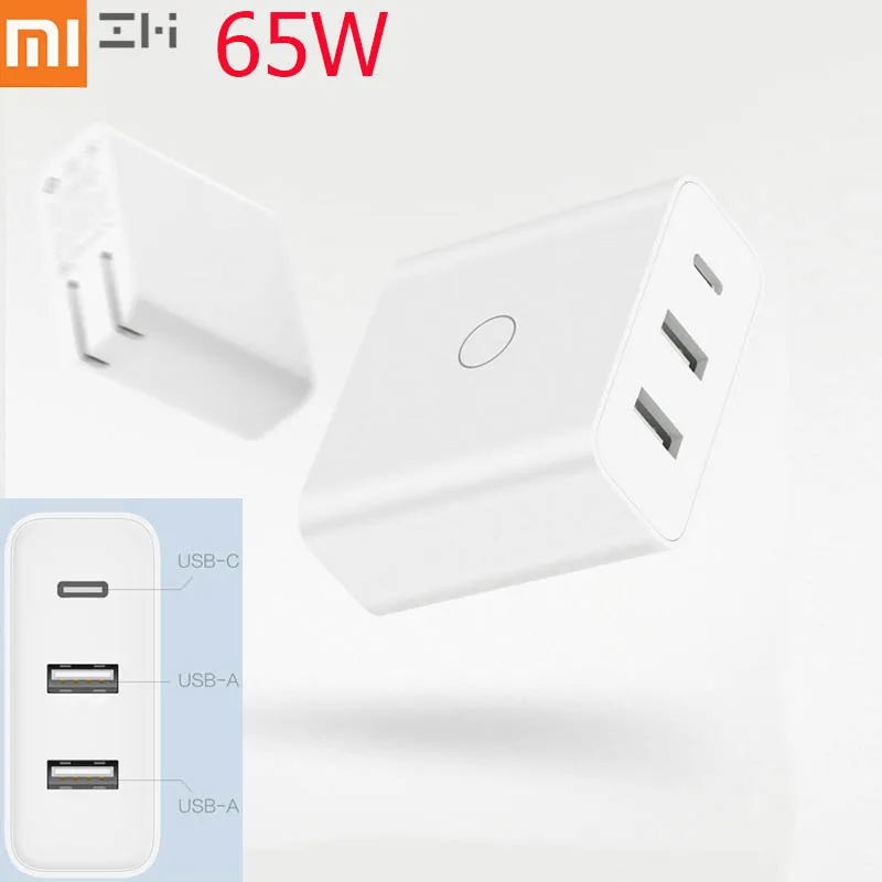 Xiaomi ZMI USB зарядное устройство 65 Вт 3 порта для Android iOS переключатель умный выход тип-c 45 Вт USB-A 20 Вт индикатор светильник подарок кабель
