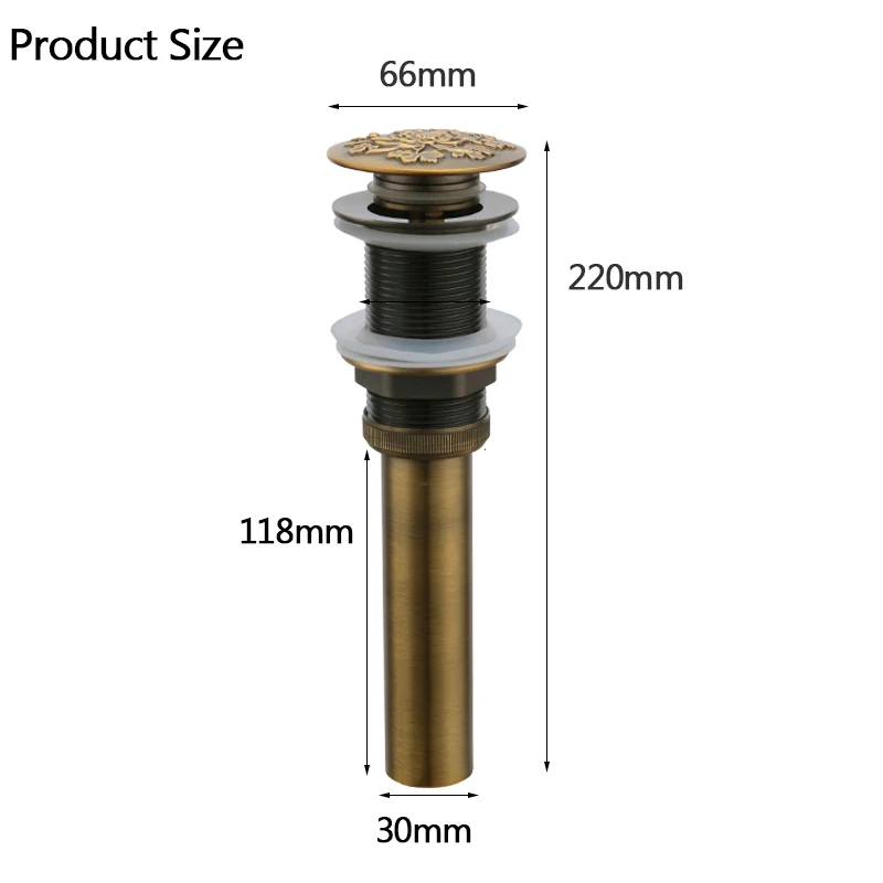 Резной слив раковины в ванную комнату для выдвижной перелив/без перелива стопор