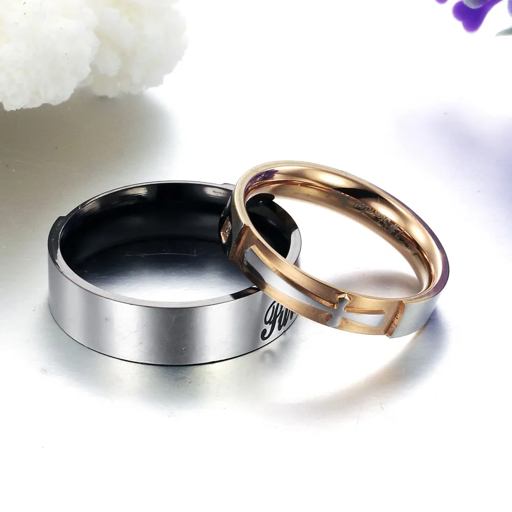 Aruel Горячая розовое золото/черный пистолет покрытием крест Иисуса Кольца для Для