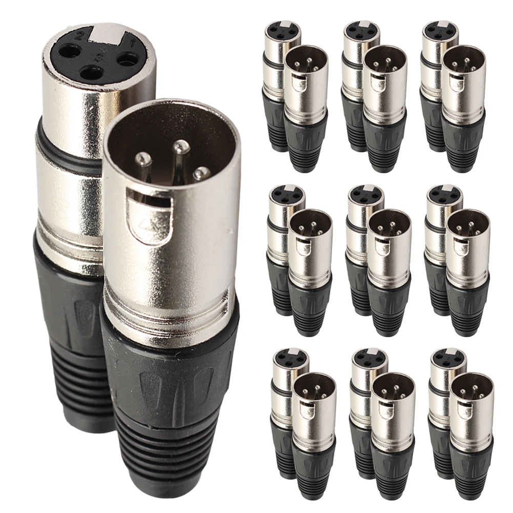 

5/10 Pairs 3 Pin Male/Female XLR 35 Jack Connector Electrical Adapter for Mic microphone,audio Cable Connector Male Plug