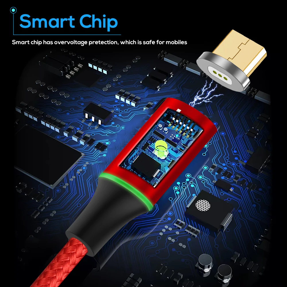 TOPK F Mini3 светодиодный магнитный кабель высокоскоростной зарядный Micro USB для samsung