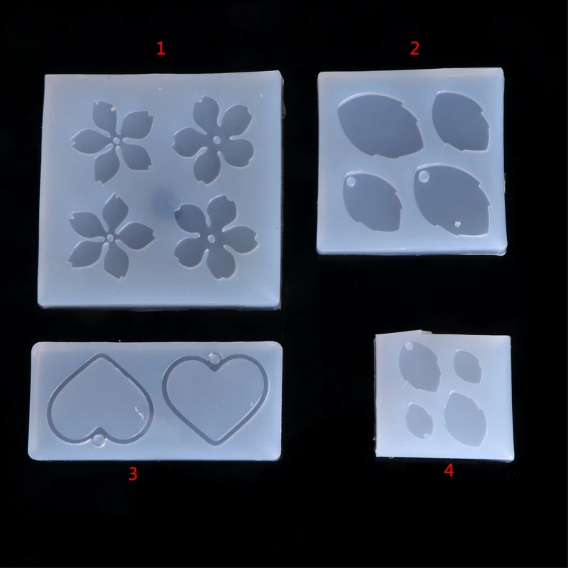 

JAVRICK ewelry Mold Flower Leaves Heart Shape Making Pendant Silicone Resin Craft Tools