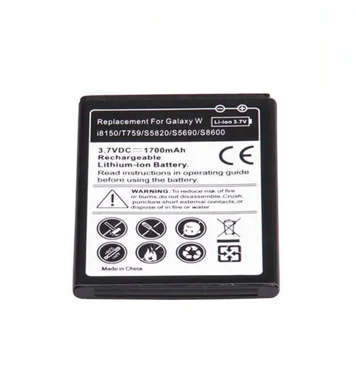 Сменный литий-ионный аккумулятор для Samsung Galaxy W I8150 T759 T679 S5820 S5690 S8600 M930 2 шт./лот 1700