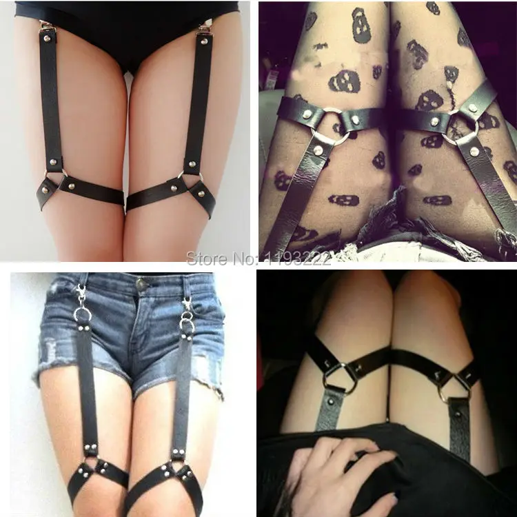 Пояс для чулок в стиле Харадзюку пикантный пояс с заклепками и круглыми кольцами