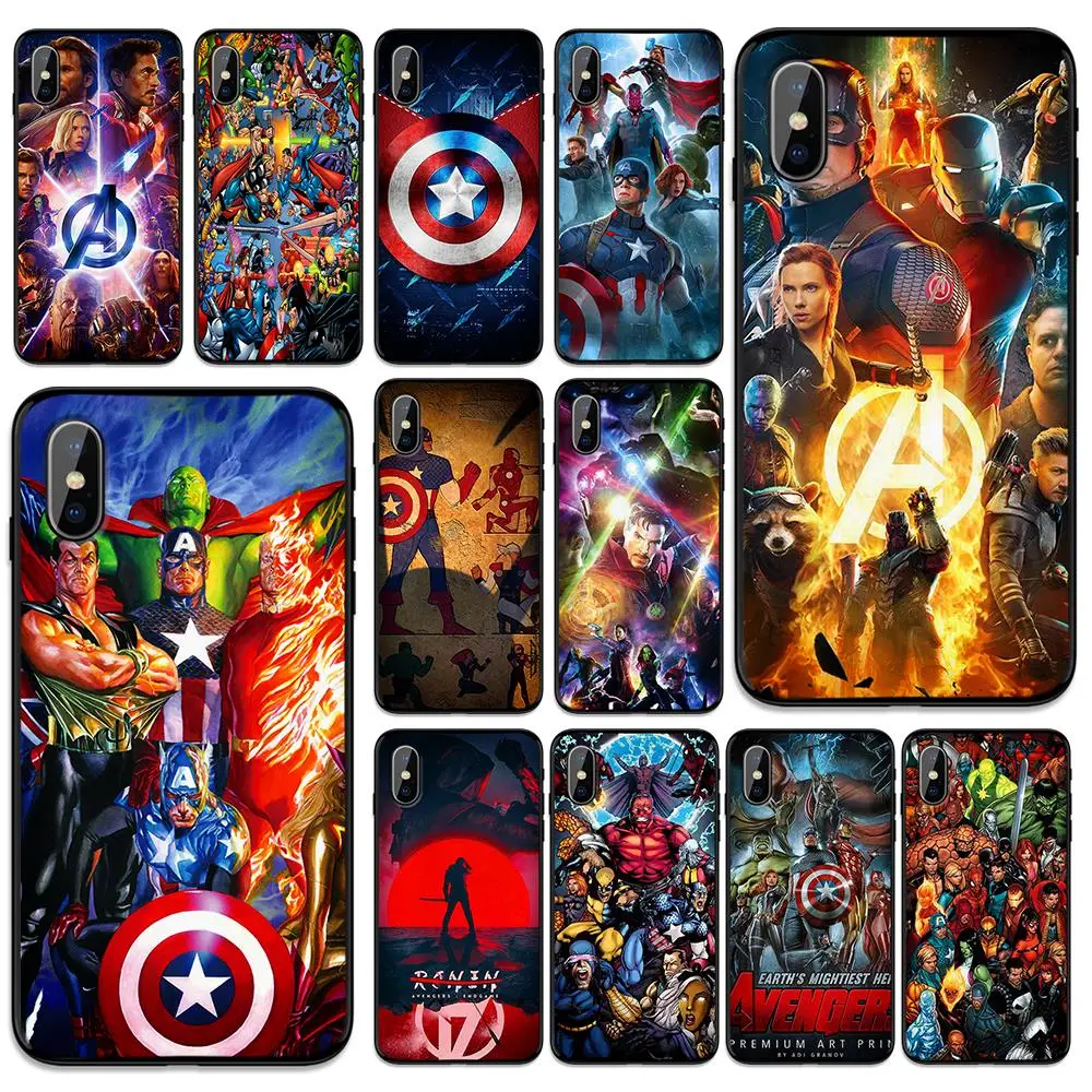 Marvel Супергерои из мягкого ТПУ чехол для Apple iPhone 6 6S 7 8 Plus 5 5S SE X XS MAX XR силиконовые